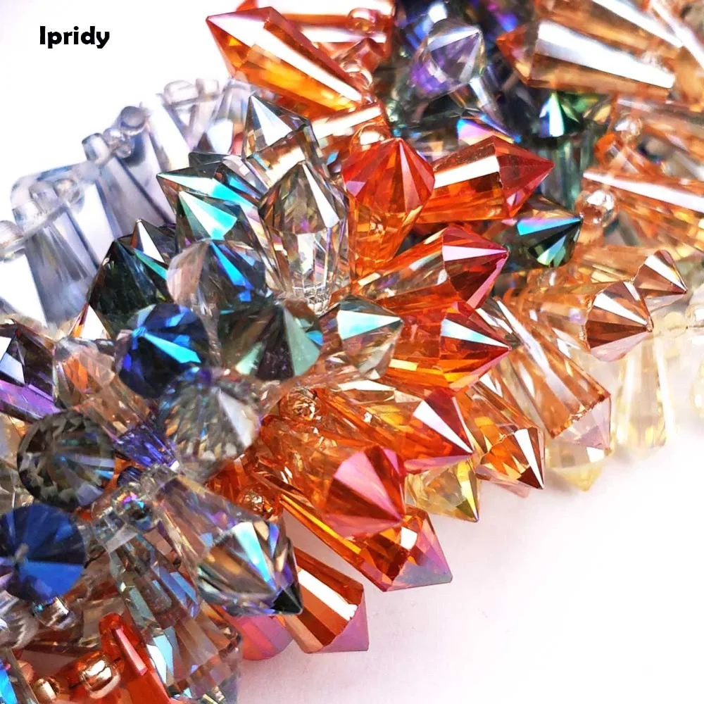 Wholesale 50pcs Silver Round Insert Clear Glass Crystal Beads For DIY Bracelets