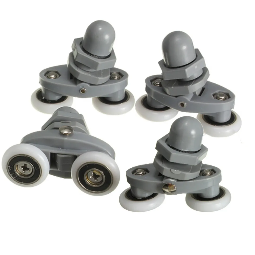 High Quality 4pcs/set Twin Shower Door Rollers Bathroom Door Runners Sliders  Wheels Zinc Alloy 20mm/23mm Mayitr