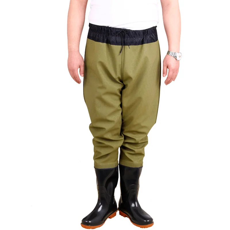 Roupas de Pesca Pant à Prova Calças de Pesca Alta-salto Camuflagem Tático Ropa Dwaterproof Água 0.7mm Pvc Respirável Cintura Malha Tendão Único