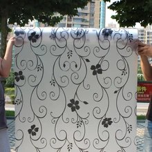 90 см x 4 м белый черный цветок оконной пленки витражи окна Стекло фильм защиты конфиденциальности Декоративные наклейки для декор для дома