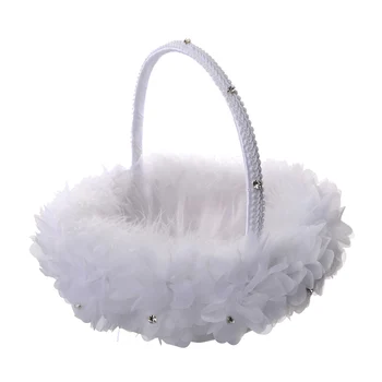 

Wedding Lace Love Case Satin Flower Girl Basket Western Wedding Candy Storage Romantic Decor Wedding Ceremony Festive Supplies