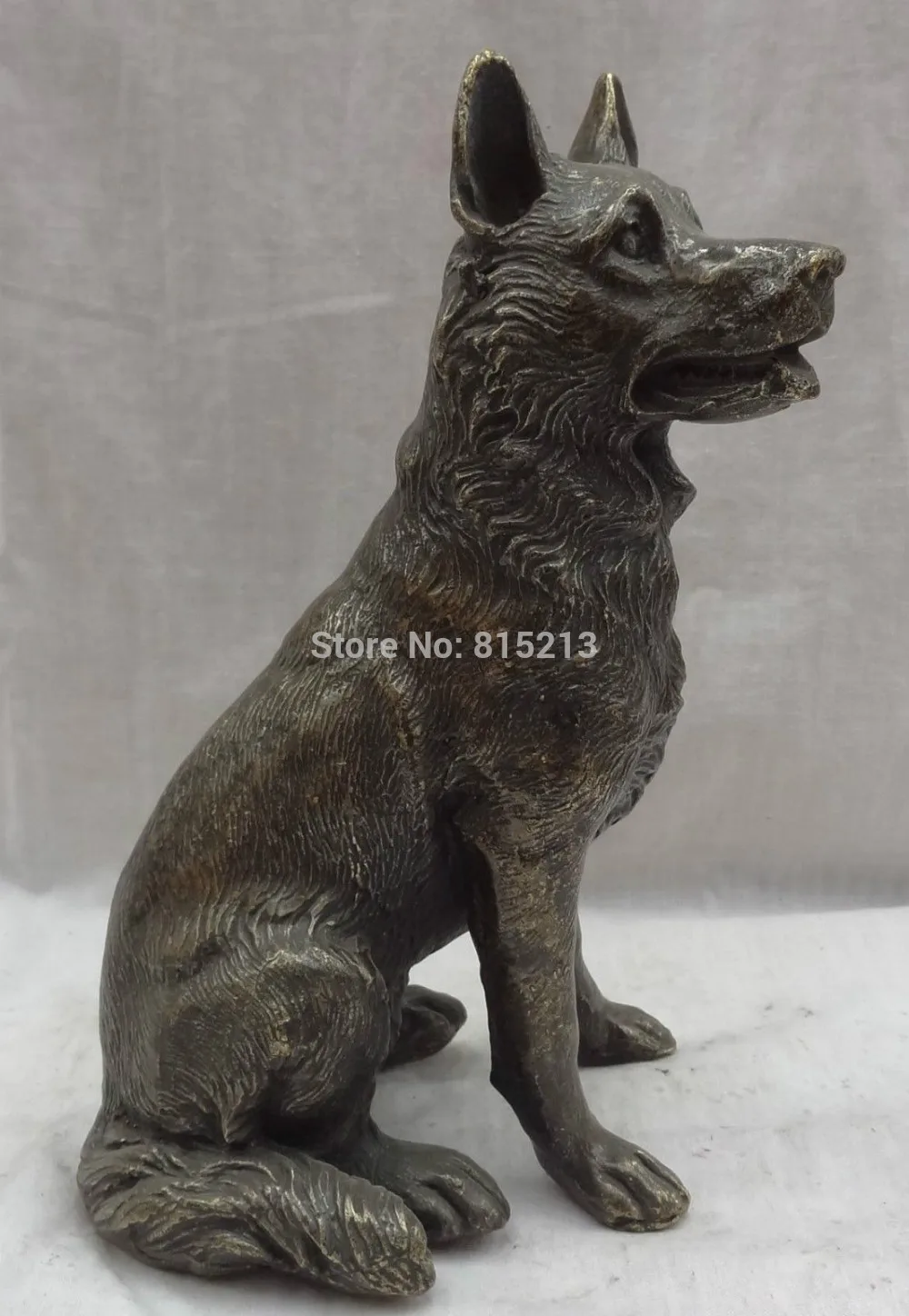 

bi00731 9" Chinese Bronze Animal Sculpture Year Zodiac FengShui Wealth Wolf Dog Statue