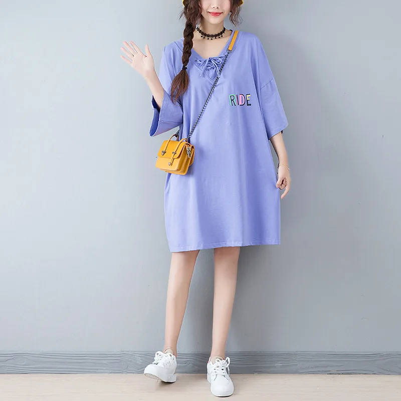 

2019 Summer Loose Oversized Short Sleeve Women T Shirts Letters Print Bow-tie V Neck Femmes Plus Size Women T Shirts Black 5xl