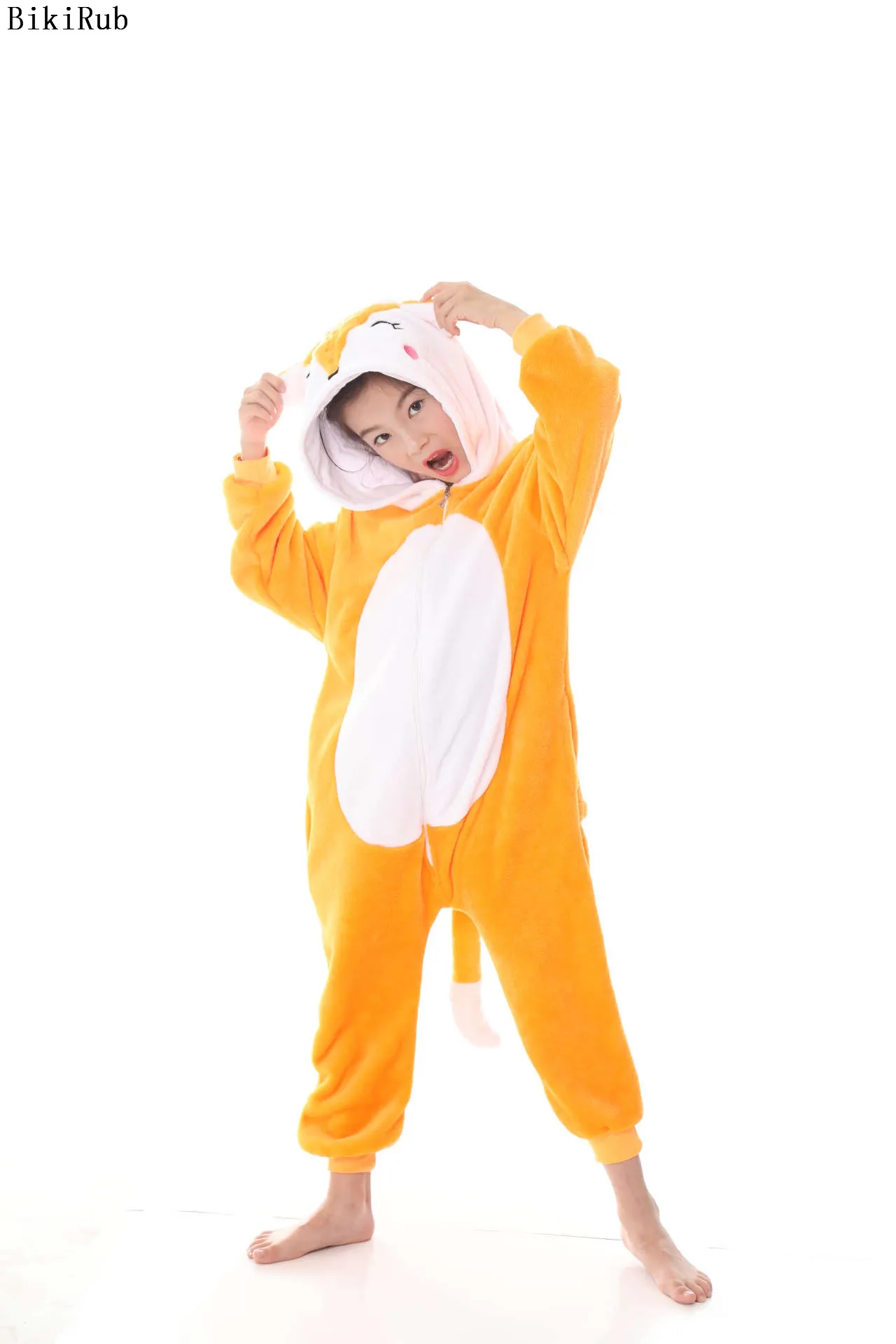 Детская Пижама BIKIRUB Kigurumi зимняя с капюшоном для мальчиков и девочек милый лиса