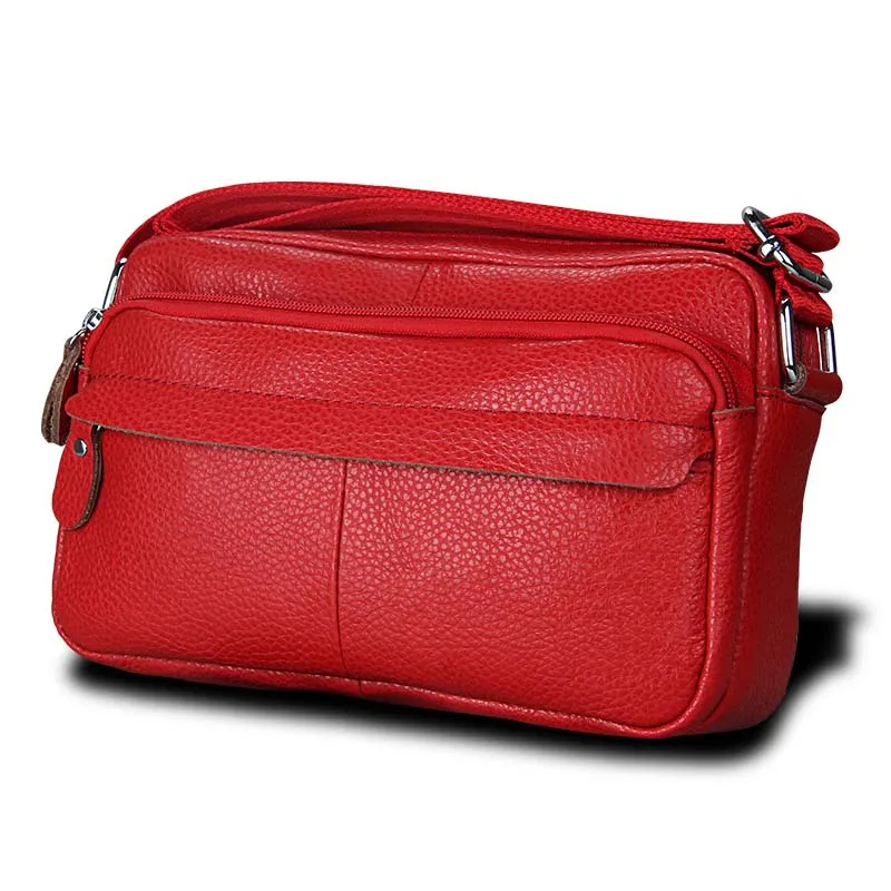 

Genuine Cow Leather Casual Women Handbags Korean Single Zipper Solid Messenger Bags Soft Phone Pocket Crossbody Female Box Bag