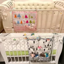 Подвесная Детская сумка для хранения, детская кроватка, брендовая хлопковая детская кроватка, органайзер 54*59 см, игрушечный карман для пеленок для кроватки