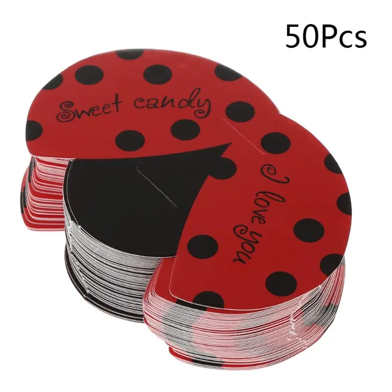 

50Pcs/Set Candy Lollipop Decoration Gift Cute Bees Ladybug Butterfly Design Lollypop Card Lovely Props for Kid's Birthday Party