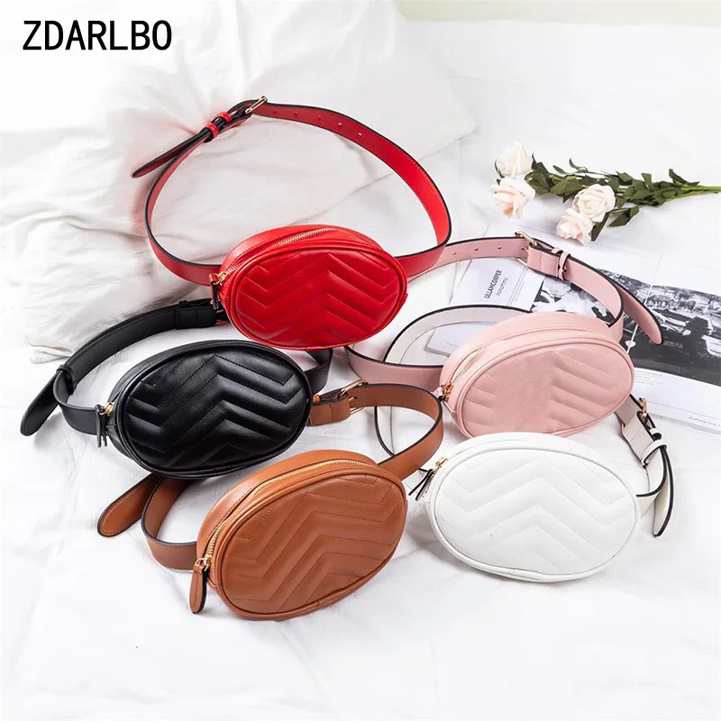 

Fashion Embroidered Lady Waist Bags PU Mobile Phone Change Card Waist Pack Waterproof Bag Belt Solid Color Women Fanny Pack