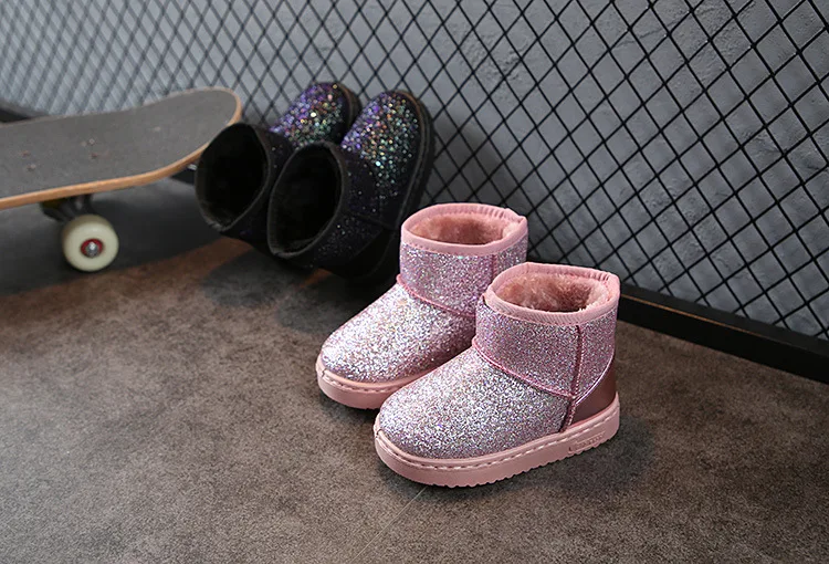 New Children's snow boots girls fur boots baby cotton shoes sequins soft boots girls Casual school boot