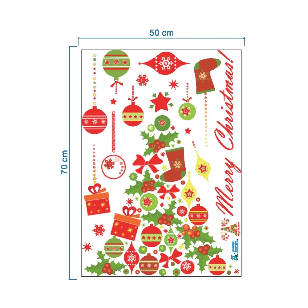 Christmas Tree Gift Bells Wall Sticker Decals Party Store Window Decoration New Year Home Decor Poster Mural
