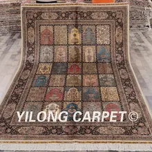 Yilong 6'x9' кашемир четыре сезона шелк персидский ковер ручной работы восточные шелковые ковры(QZT27A6x9