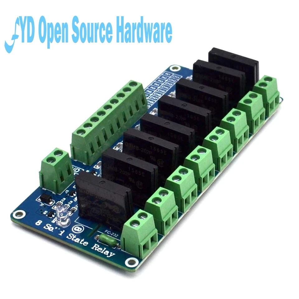 

8 channel 2A high solid state relay module (blue plate) 5V or 12V or 24Vcontrol AC 240V 2A