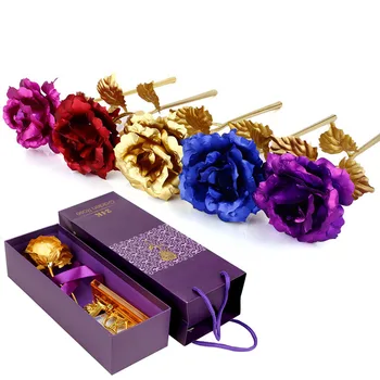 

Fashion Golden Foil Rose Branch Golden Leaves Wedding Supplies Christmas Birthday Decor Valentine's Day Gifts Decorative Flowers