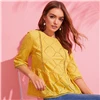 SHEIN, топ с баской на спине, блузка, желтый, бохо, однотонный, кружево, с ушками, вышивка, оборки на подоле, женские летние блузки