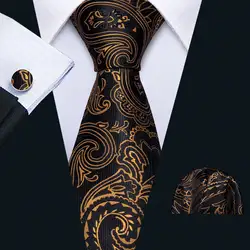 2019 Для мужчин s галстук золотой пейсли шелковый галстук Барри. Ван 3,4 "Жаккард вечерние тканые модных дизайнеров галстук для мужчин FA-5135