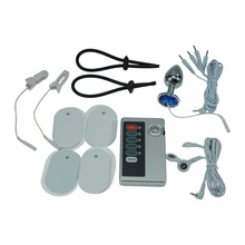 Multi electric shock anal plug electro stimulation nipple clamp cock ring vaginal massager medical themed adult sex toys product