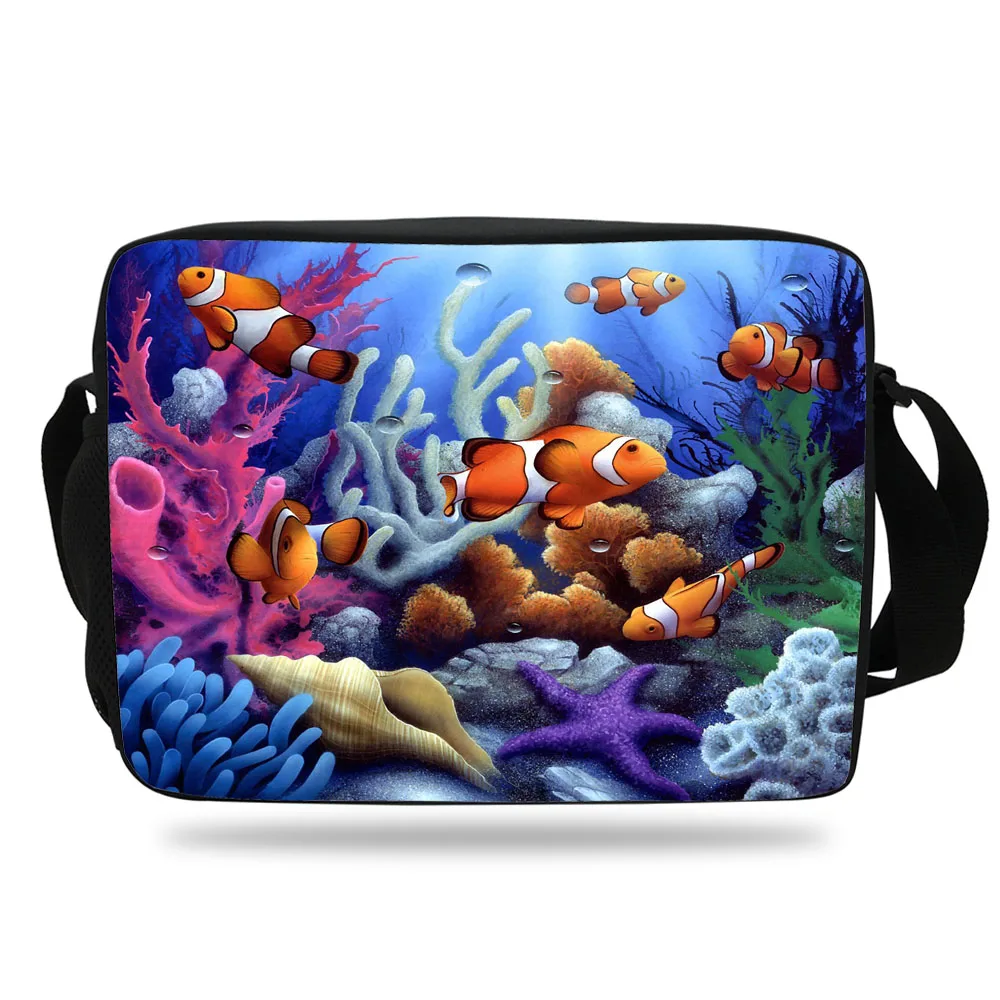 

Beautiful Fish Print Messenger Bag For Kids Students Sea-life Shoulder Bag For Women Men Messenger Shoulder Bag For Girls Boys