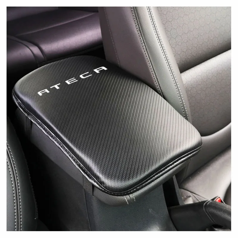 

Carbon Fiber Texture Pu Leather Car Armrest Pad Auto Seat Armrests Box Pads For Seat Ateca