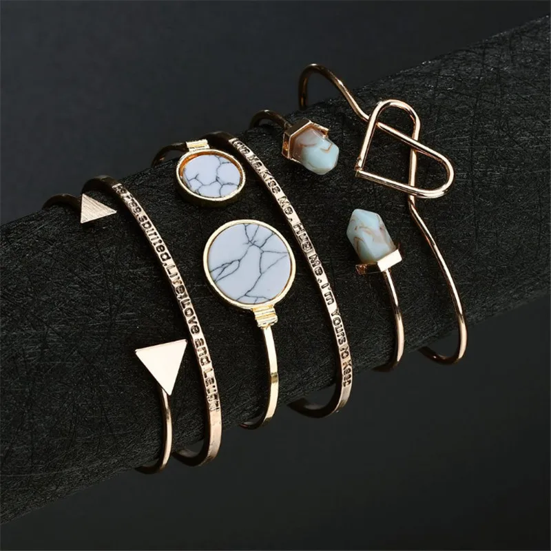 6 шт./компл. Bijoux Модные Винтажные мраморные браслеты в форме сердца и для женщин