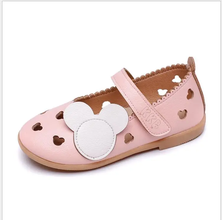 Девушка обувь для маленьких девочек кожаная обувь для детей принцесса полые галстук бабочка розовый дышащие крючки детская повседневная