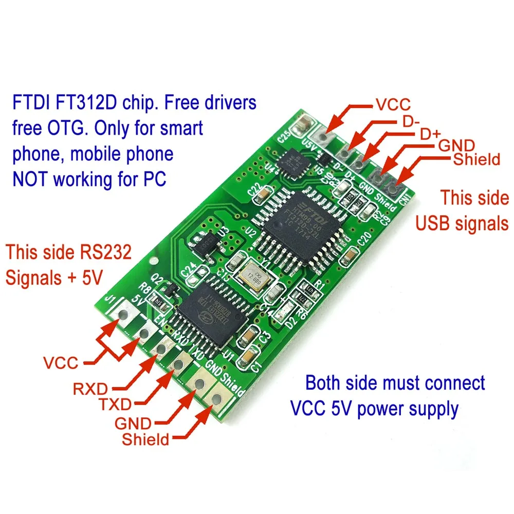 Apenas para Android Driver Livre Micro Usb para Rs232 Serial Adaptador Cabo Db9 Fêmea Masculina - Imagem 4