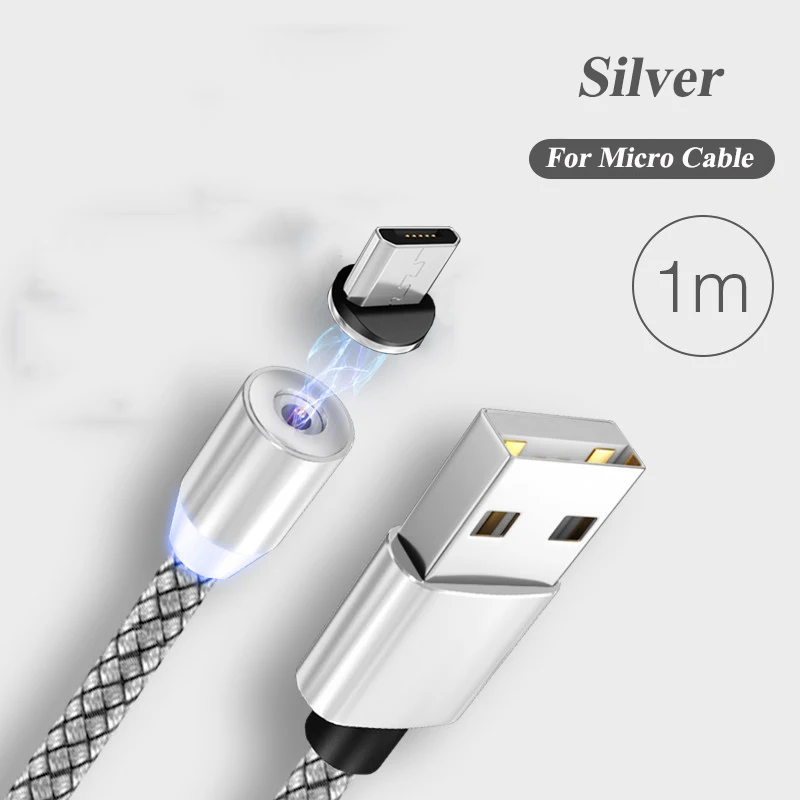 Магнитный кабель с быстрой загрузкой Micro Usb type-C для Iphone X Xs Max samsung Xiaomi huawei - Цвет: Silver -for -micro