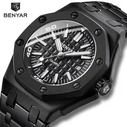 Мужские часы BENYAR Новый Топ люксовый бренд бизнес непромокаемые спортивные мужские наручные часы из нержавеющей стали Кварцевые часы Relogio