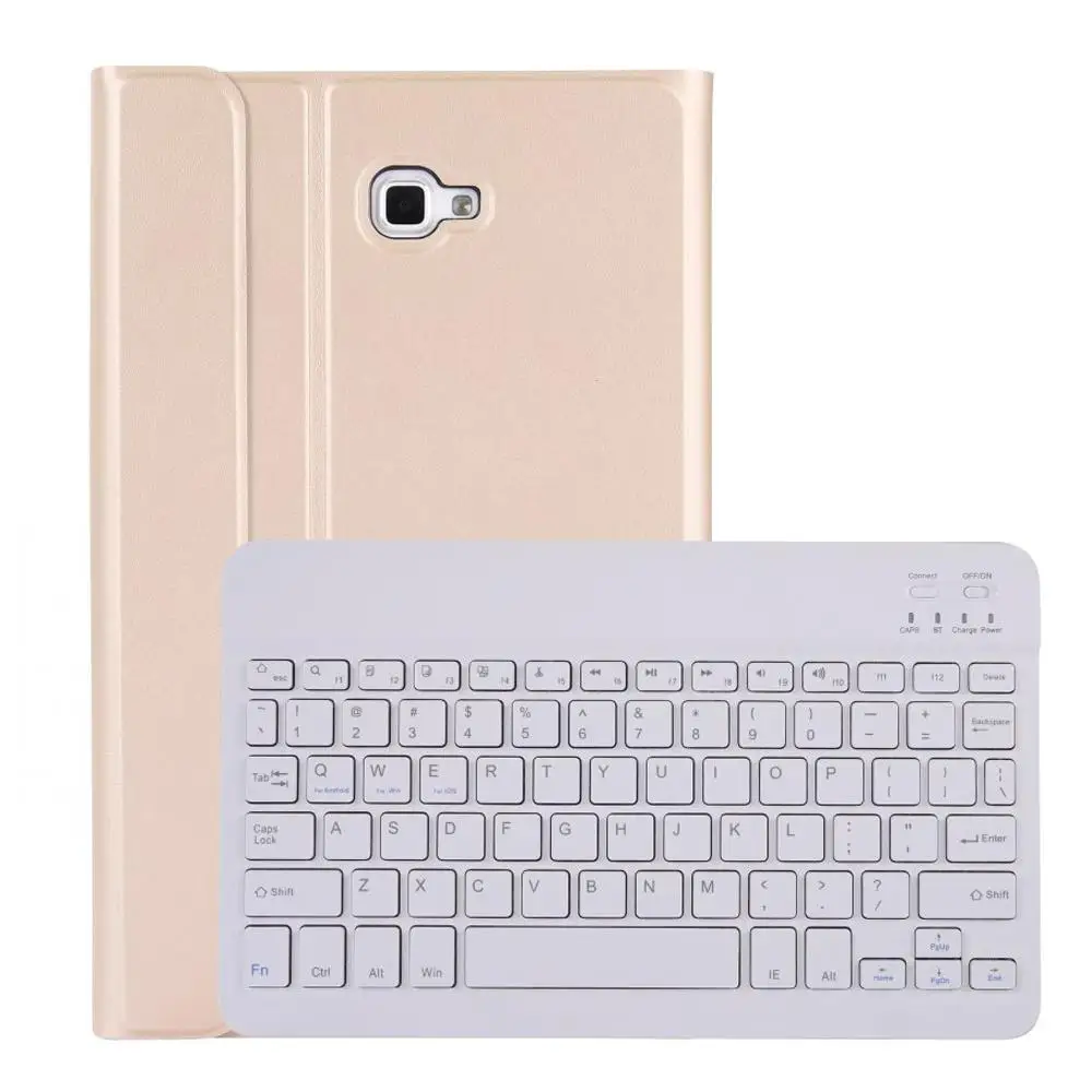 Чехол для Samsung Galaxy Tab A A6 10,1 крышка тонкая клавиатура Bluetooth кожаный чехол для T580 T585 SM-T580 SM-T585 чехол Funda - Цвет: Gold with White