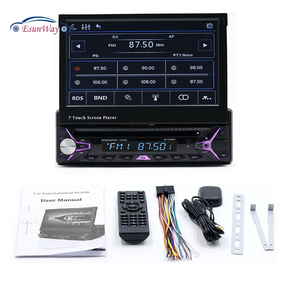7 Inch 1Din HD Touch Screen retractable Bluetooth Car MP5 Player Car CD