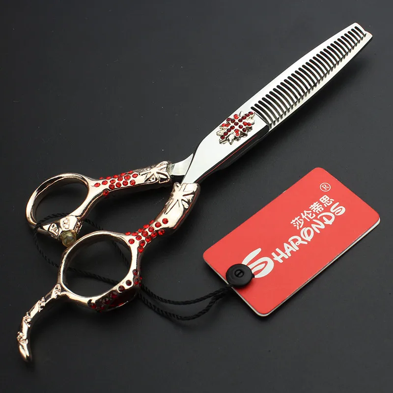Sharonds дюймов 6 дюймов японский импорт 440c Professional Парикмахерские ножницы из нержавеющей стали ножницы для резки и филировочные ножницы - Цвет: thinning scissors R