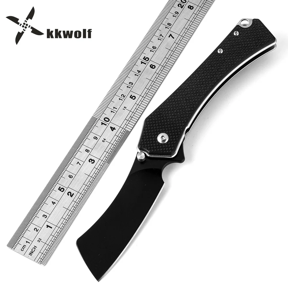 

KKWOLF Sharp razor knife Black D2 steel portable folding pocket knife carbon fiber handle camping cool men knife hunting knife
