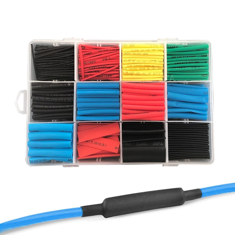 

560pcs/Set Heat Shrink Tube Termoretractil Polyolefin Shrinking Assorted Insulated Sleeving Tubing Wrap Wire Cable Sleeve Kit