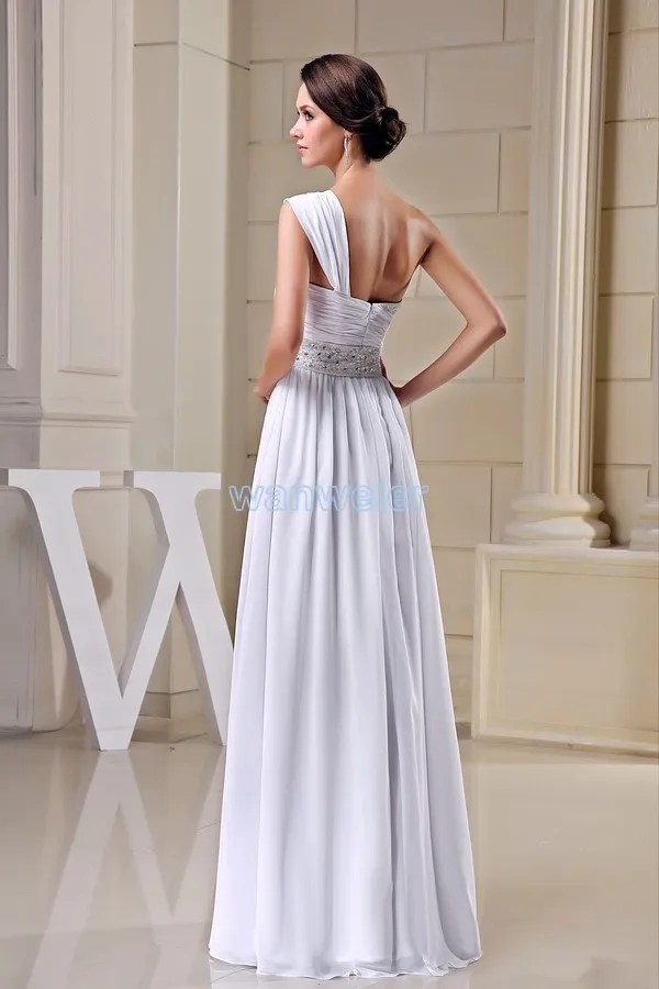 Скромные дизайн горячей продажи кристалл бисероплетение одно плечо нестандартного размера плюс размер платья длинные белый Платье Невесты