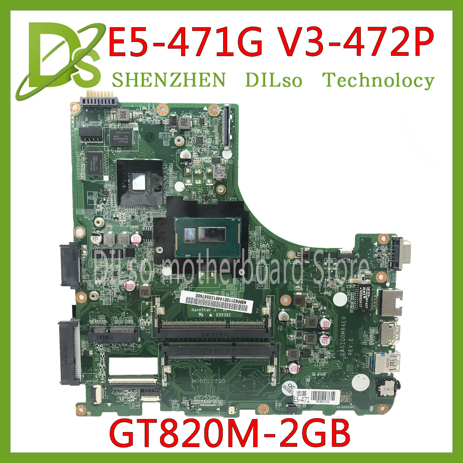  KEFU DA0ZQ0MB6E0 for Acer aspire E5-471 E5-471G V3-472P Laptop motherboard I5-4210U CPU with GT820M