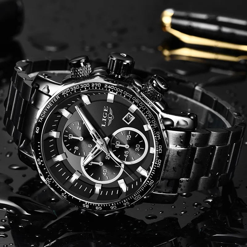 

2019 LIGE New Sport Men Watches Top Brand Luxury Quartz Full Steel Male Watch Military Waterproof Chronograph Clock Reloj Hombre
