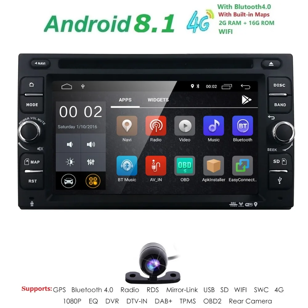 

2 DIN Quad Core Android 8.1 4G WIFI Touch screen Car DVD Player Radio Stereo GPS Navi DVR DAB SWC BT MAP Mirror-link RDS