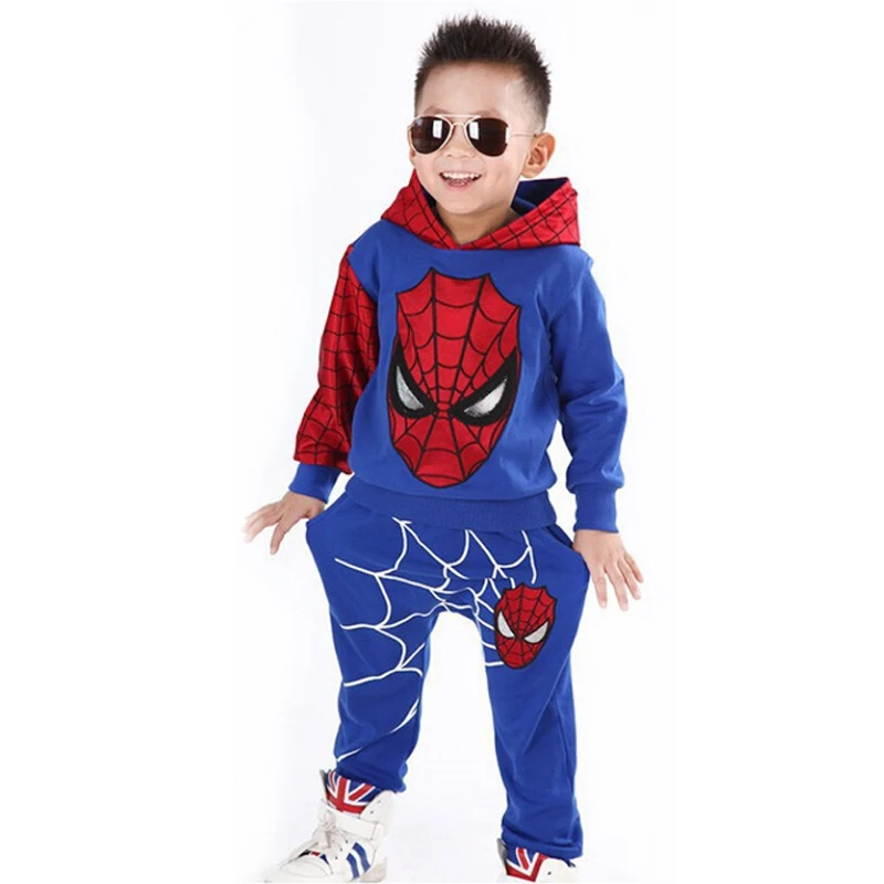 Boys Spiderman Clothing Sets Sport Suit For Boys Spring Cotton Spider Man Cosplay Costumes Kids Suits Children Clothing For 1-6Y