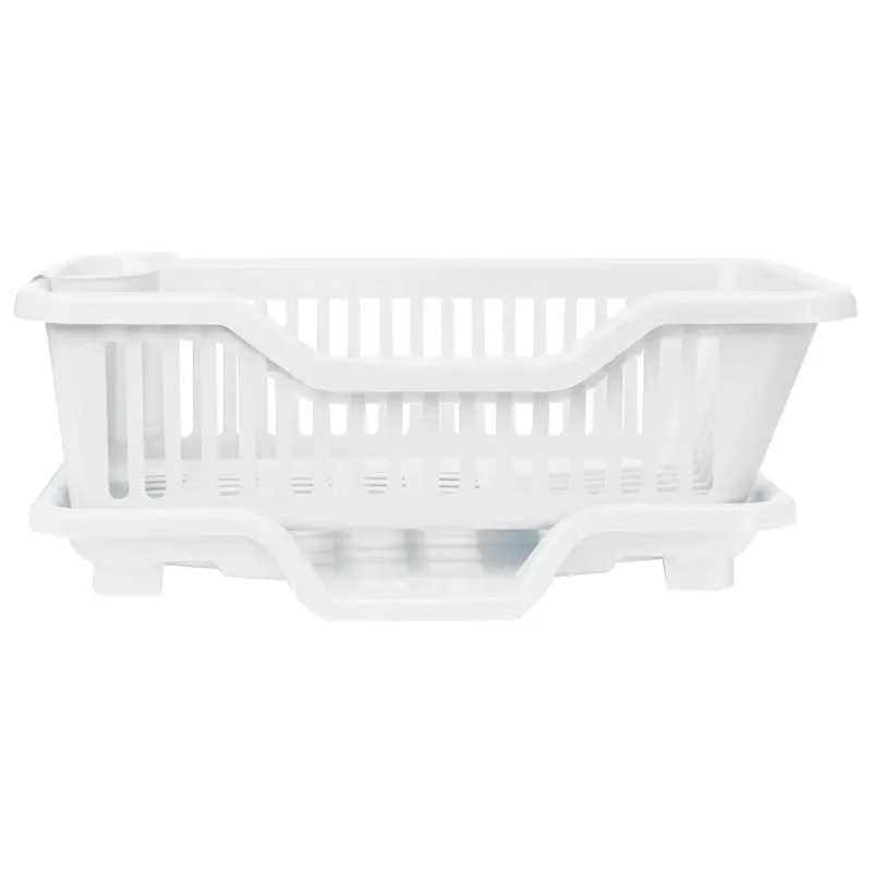 

Kitchen Sink Dish Plate Utensil Drainer Drying Rack Holder Basket Organizer Tray, White