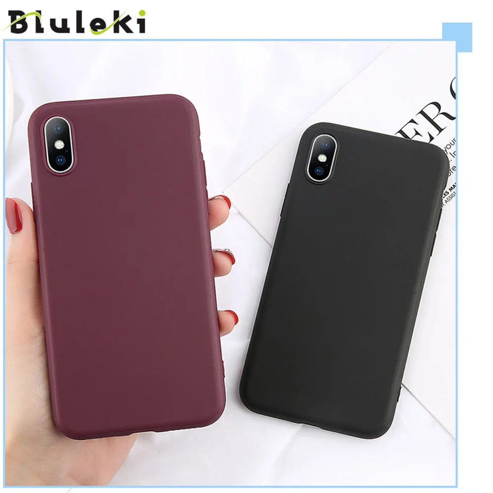 Силиконовый чехол Bluleki ярких цветов для iPhone 6 6S 7 8 Plus X XR XS Max однотонный телефона