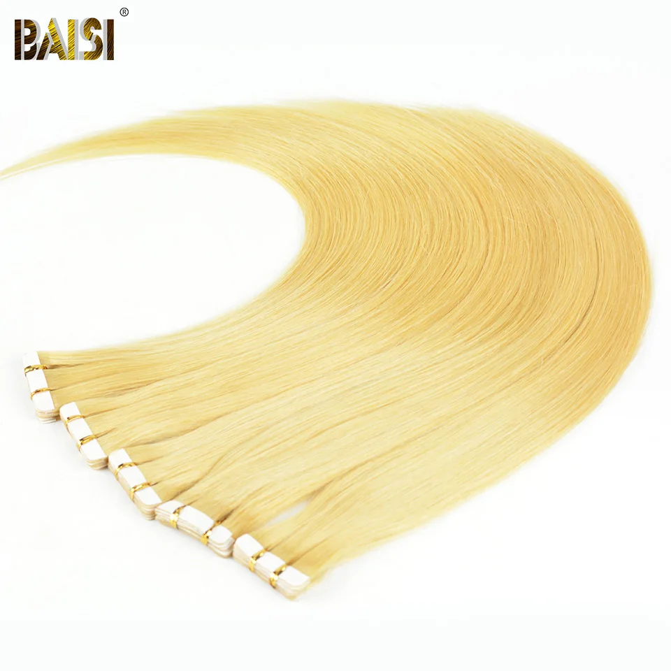 BAISI волосы Европейская Реми лента для наращивания волос в прямые волосы лента волос человеческие волосы