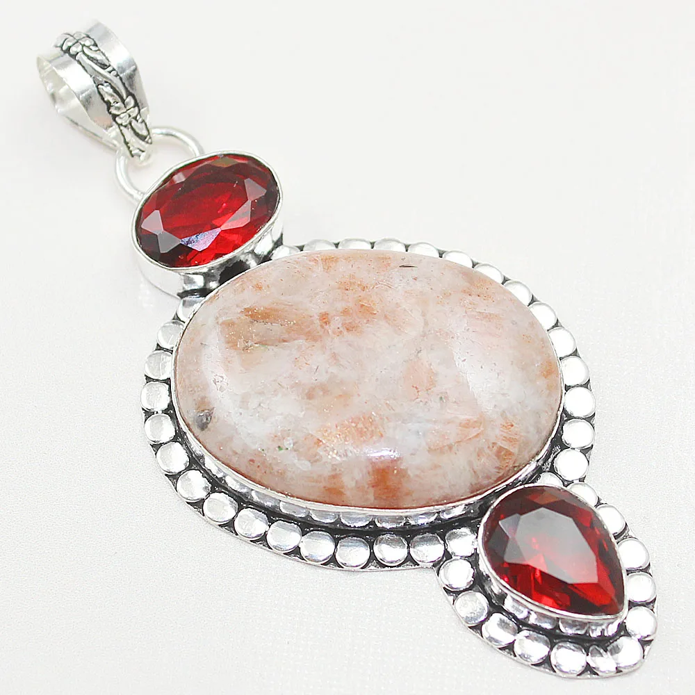 

Jaspper & Garnet Pendant Silver Overlay over Copper , 80mm, P0531