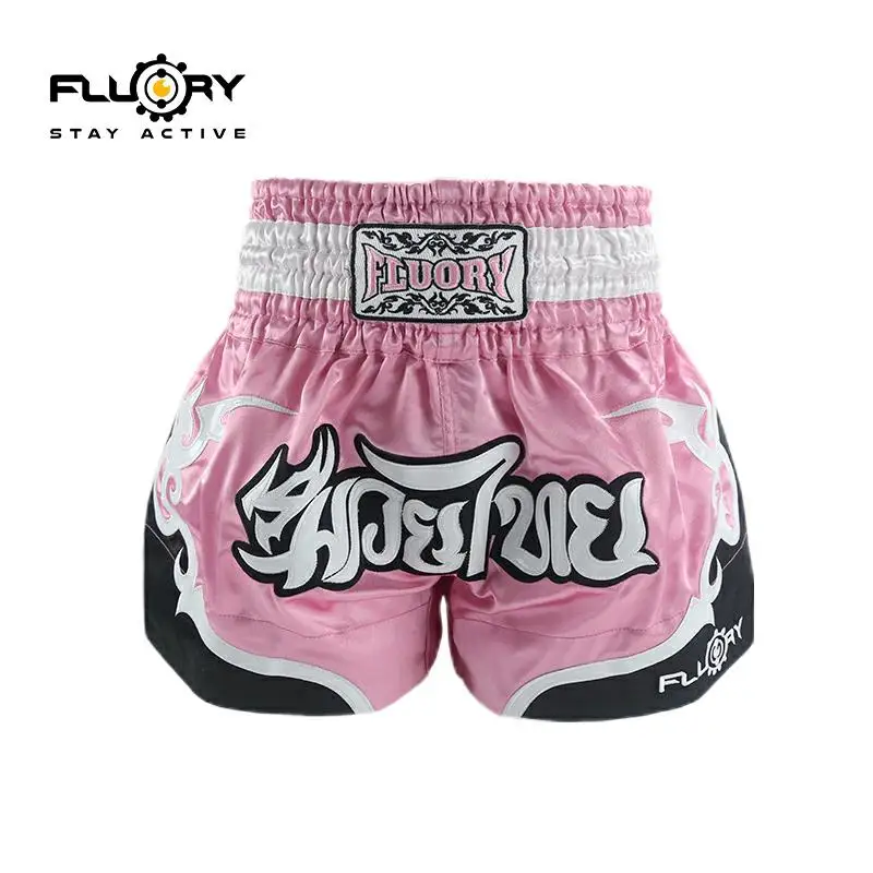 Pantalones cortos Fluory para mujer, color rosa, blanco y naranja, Muay Thai,  moda más nueva