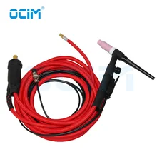 Tig сварочный пистолет фонарь WP17 WP17F WP17V WP17FV 4 м красный супер мягкий шланг 35-70 евро разъем