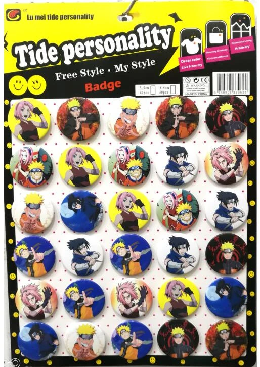 New 30pcs Lot Japanese Anime Naruto Boys Mix Round Brooch Button Pin 4 4 Cm Diy Clothing Decoration Party Kids Gifts D 01 Brooches Aliexpress