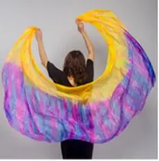 Профессиональная ручная работа галстук-краска танец живота шелк вуаль(5,0 мм) Многоцветный 250 см 270 см - Цвет: as picture