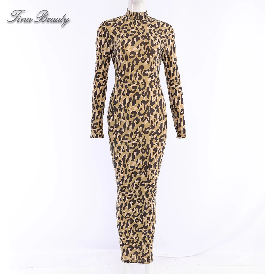 leopard print maxi bodycon dress