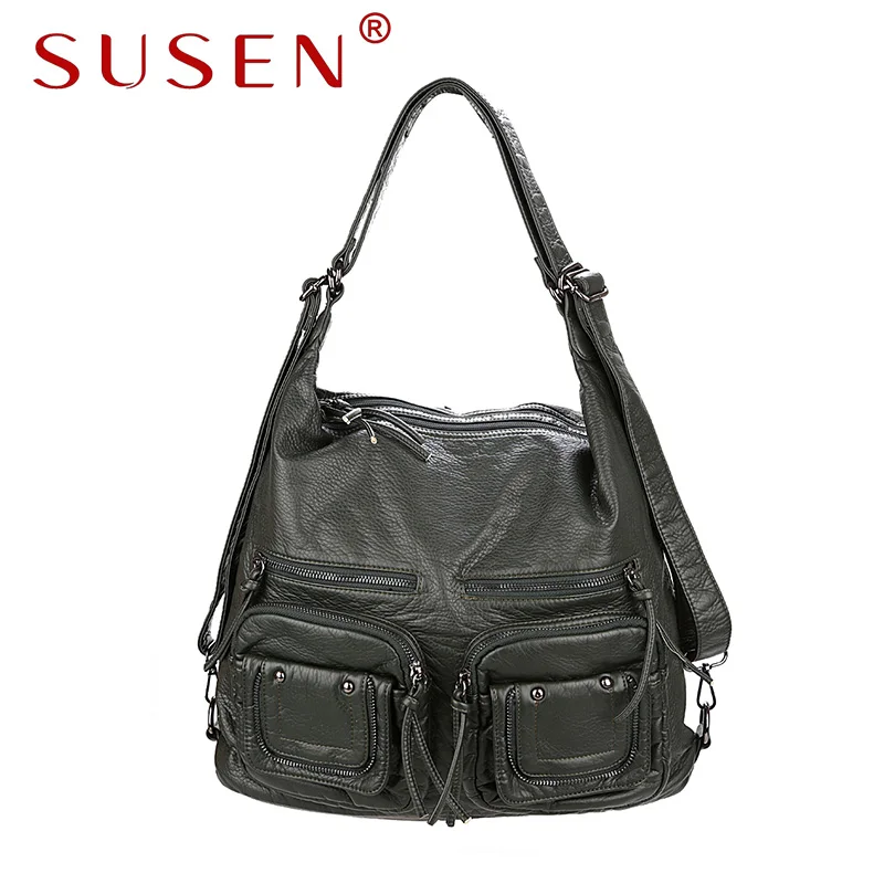 Buy SUSEN 866 Women Hobos Shoulder bag Soft washed PU leather bag adjustable