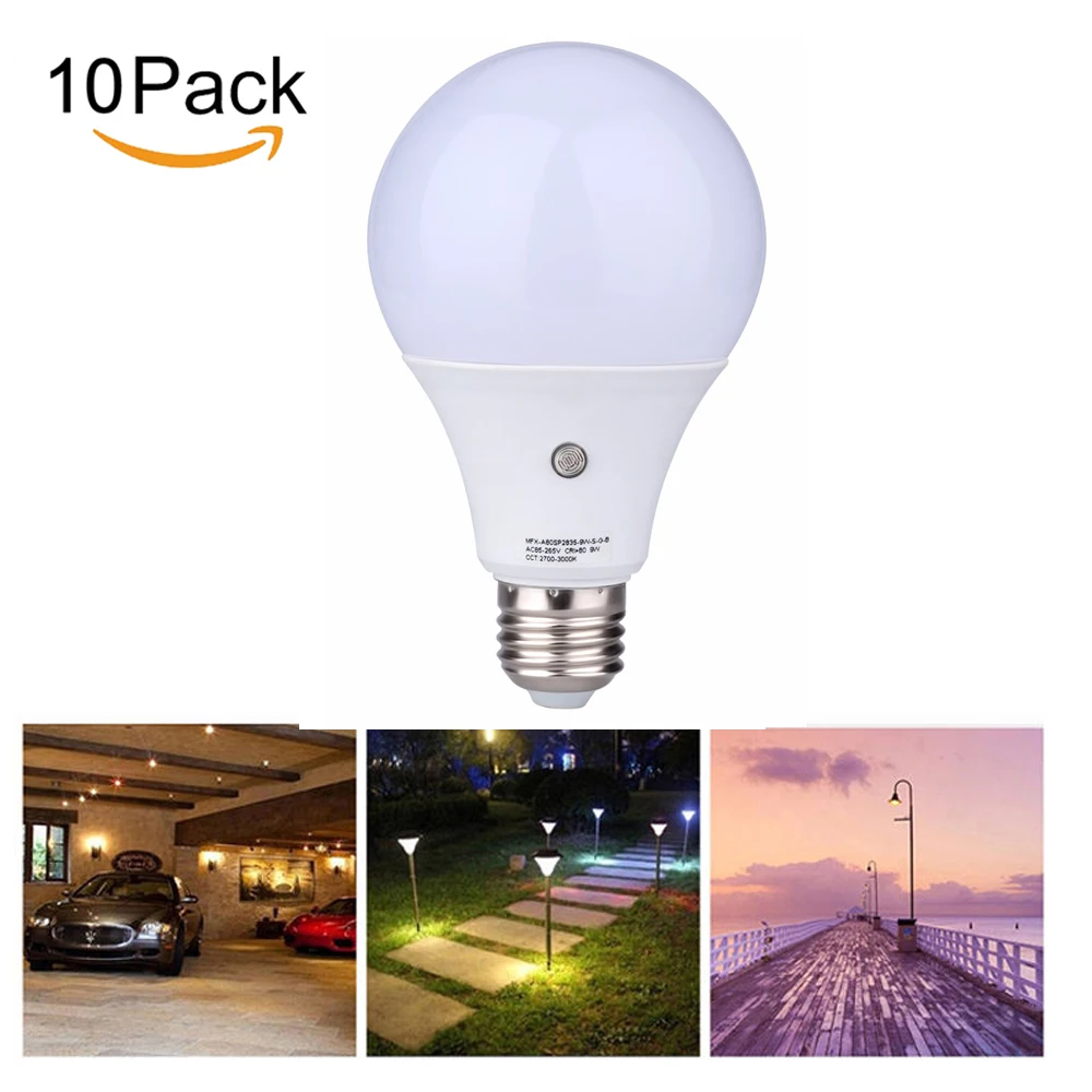 10x AC85 265V E27 LED dust to dawn light bulbs LED 9W 3000K /4000K