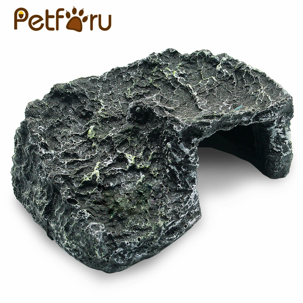 

Petforu Aquarium Landscaping Resin Turtle Reptile Climbing Basking Ramp Platform Hide House Habitat Decor