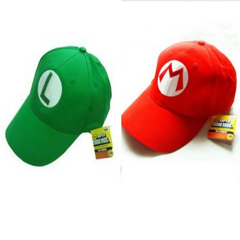 

2016 Super Mario Cotton Caps hat Red Mario and luigi cap 5 colors Anime Cosplay Halloween Costume Buckle Hats Adult Hats Caps